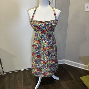 Girls From Savoy Halter Dress Garden Party Retro Vtg Anthropologie Floral Size 6